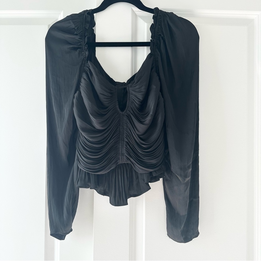 House of Harlow 1960 Ruched Peplum Crop Top